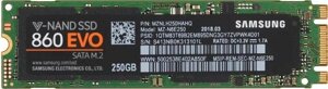 SSD накопитель Samsung 860 EVO MZ-N6E250BW 250ГБ, M. 2 2280, SATA III, M. 2