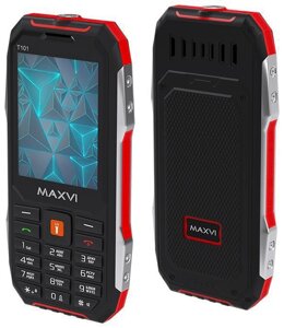 Кнопочный телефон с мощным аккумулятором большой батареей MAXVI T101 red