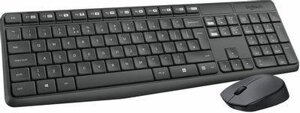 Комплект (клавиатура+мышь) Logitech MK235 (Ru layout), USB, беспроводной, серый [920-007948]