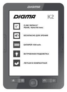 Электронная книга Digma K2, 6", темно-серый