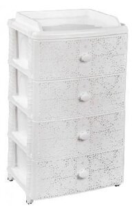Пластиковый комод тумба Альтернатива М6791 4 секции белый пластмассовый с выдвижными ящиками