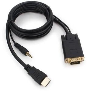 Кабель-переходник аудио-видео PREMIER 5-983AU, HDMI (m) - VGA (m) , 5м, GOLD, черный [5-983au 5.0]