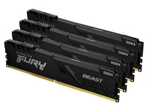 Модуль памяти Kingston Fury Beast Black DDR4 DIMM 3200Mhz PC25600 CL16 - 64Gb Kit (4x16Gb) KF432C16BB1K4/64