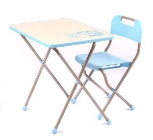 Детский стул-стол комплект мебели NIKA КПР/1 набор голубой с бежевым
