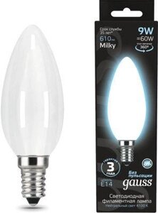 Упаковка ламп LED GAUSS E14, свеча, 9Вт, 103201209, 10 шт.