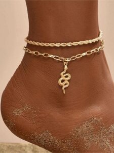 Браслет на ногу женский бижутерия анклет украшение цепочка с кулоном