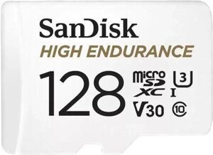 Карта памяти microSDXC UHS-I U3 Sandisk High Endurance 128 ГБ, 100 МБ/с, Class 10, SDSQQNR-128G-GN6IA, 1 шт.,