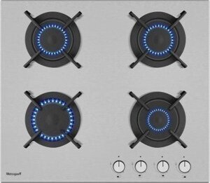 Газовая варочная панель WEISSGAUFF HGG 640 XRV, независимая, нержавеющая сталь
