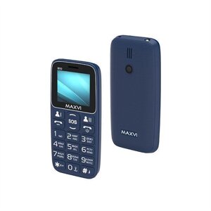 Мобильный телефон кнопочный с большими кнопками сотовый для пожилых людей MAXVI B110 синий