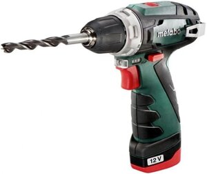 Дрель-шуруповерт METABO PowerMaxx BS Basic, 2Ач, с двумя аккумуляторами [600080500]