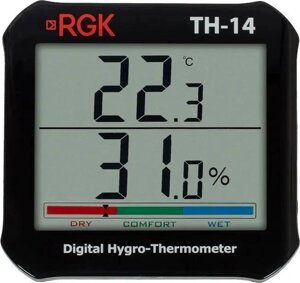 Термогигрометр портативный RGK TH-14, с поверкой, черный [778602]