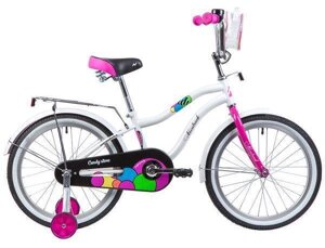 Велосипед детский для девочки 20 дюймов 8 лет с приставными колесами NOVATRACK белый
