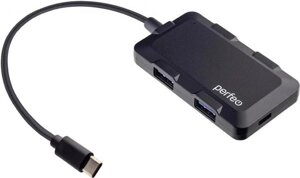 PERFEO (PF D0802) USB C-HUB 4 Port, (PF-H046 Black) чёрный