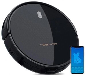 Робот пылесос с приложением управлением со смартфона и пультом ДУ турбощеткой Wi-Fi TESVOR M1 черный