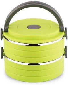 Ланч-бокс детский VS25 ланчбокс с отделениями термос контейнер двойной зеленый для еды детей