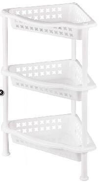 Пластиковая этажерка напольная угловая NS28 белая полки для ванной прихожей кухни пластмассовая ярусная от компании 2255 by - онлайн гипермаркет - фото 1