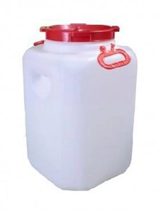 Пластиковая канистра-бочка пищевая для воды АЛЬТЕРНАТИВА М577 с навесными ручками 60 литров