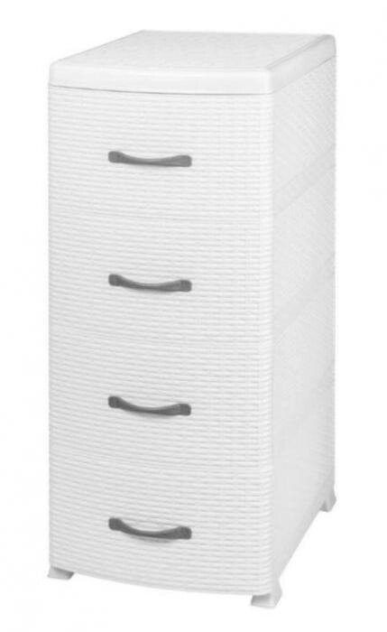 Пластиковый комод тумба Ротанг белый VIOLET 035706 4 секции пластмассовый с выдвижными ящиками от компании 2255 by - онлайн гипермаркет - фото 1