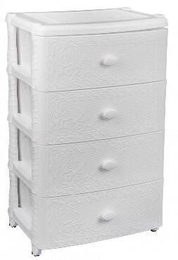 Пластиковый узкий комод тумба АЛЬТЕРНАТИВА М6786 Флоран 4 секции широкий белый с выдвижными ящиками от компании 2255 by - онлайн гипермаркет - фото 1