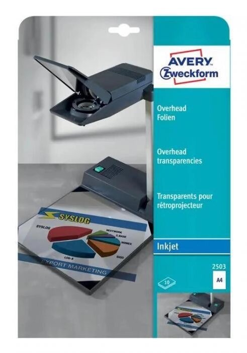 Пленка Avery Zweckform 2503, A4, для струйной печати, 10л, прозрачный от компании 2255 by - онлайн гипермаркет - фото 1