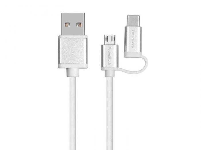 PocketBook USB - USB Type-C - microUSB White W-2-1-USB-C-M-A-RU от компании 2255 by - онлайн гипермаркет - фото 1