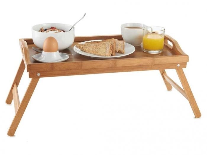 Поднос-столик с ручками для завтрака в постель кровать бамбуковый деревянный складной сервировочный N52 от компании 2255 by - онлайн гипермаркет - фото 1