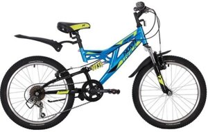 Подростковый горный велосипед MTB двухподвес для мальчика NOVATRACK 20SS6V. SHARK. BL20 20 дюймов синий