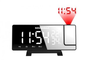 Портативный радиоприемник с проекционными часами радио SOUNDMAX SM-1523U с проектором проекцией