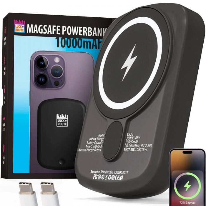 Повербанк для iphone пауэрбанк беспроводной зарядки телефона power bank 10000 mAh мини magsafe магнитный от компании 2255 by - онлайн гипермаркет - фото 1