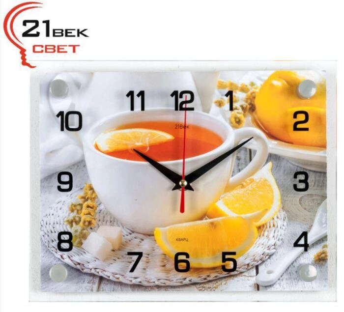 Прямоугольные настенные часы стрелки кварцевые 21 ВЕК 2026-124 интерьерные оригинальные для кухни дома от компании 2255 by - онлайн гипермаркет - фото 1