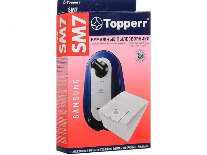 Пылесборники бумажные Topperr SM 7 5шт + микрофильтр для Samsung от компании 2255 by - онлайн гипермаркет - фото 1