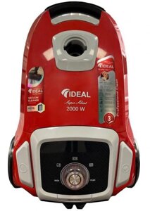 Пылесос для дома обычный с мешком и шнуром горизонтальный IDEAL VC-2000 красный