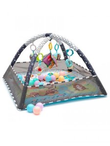 Развивающий детский игровой коврик-манеж с погремушками игрушками на подвесе для новорожденного