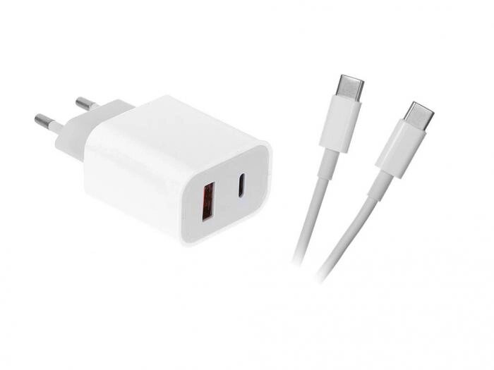 Red Line NQC-13 Tech USB + Type-C 3A PD 20W + кабель Type-C - Type-C White УТ000029889 от компании 2255 by - онлайн гипермаркет - фото 1