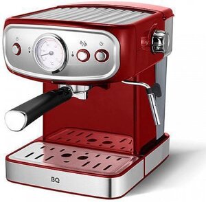Рожковая кофеварка эспрессо бойлерная ручная с капучинатором BQ CM1006 ретро красная