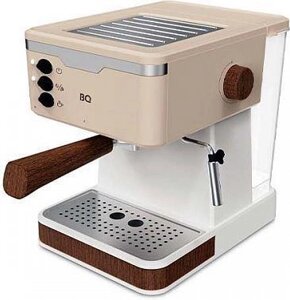 Рожковая кофеварка эспрессо бойлерная ручная с капучинатором BQ CM2006 бежевая