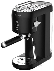 Рожковая кофеварка помповая эспрессо ручная с капучинатором PIONEER CM109P черная