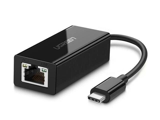 Сетевая карта Ugreen US236 USB Type-C 3.1 Gen1 to 10/100/1000Mbps Ethernet Adapter Black 50307 от компании 2255 by - онлайн гипермаркет - фото 1