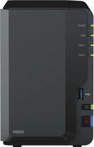 Сетевое хранилище NAS Synology Original DS223 2-bay настольный RTD1619B