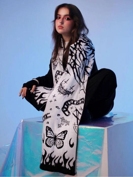 Шарф женский зимний теплый подростковый большой вязаный длинный широкий модный аниме дрейн двусторонний от компании 2255 by - онлайн гипермаркет - фото 1