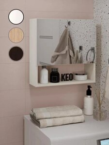 Шкаф навесной с зеркалом шкафчик мебель зеркальная полка для ванной комнаты над раковиной белый 50 см