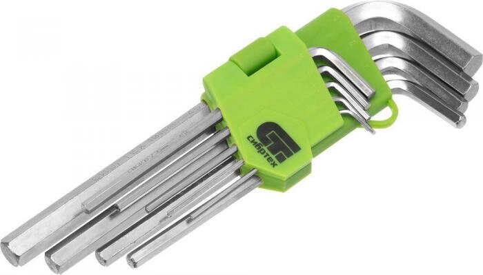 СИБРТЕХ Набор ключей имбусовых HEX, 1.5-10 мм, 45x, закаленные, 9 шт, удлиненные, никель от компании 2255 by - онлайн гипермаркет - фото 1