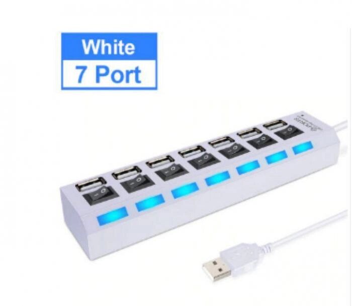 SMARTBUY (SBHA-7207-W) USB 2.0 хаб + выкл., 7 портов, белый от компании 2255 by - онлайн гипермаркет - фото 1