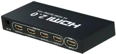 Сплиттер аудио-видео PREMIER 5-872-4V2,  HDMI (f)  -  4xHDMI (f) ,  ver 2.0,  черный от компании 2255 by - онлайн гипермаркет - фото 1