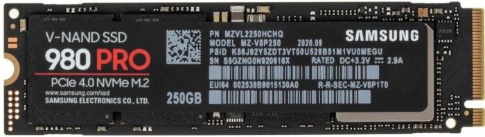 SSD накопитель Samsung 980 PRO MZ-V8P250BW 250ГБ, M. 2 2280, PCIe 4.0 x4,  NVMe,  M. 2 от компании 2255 by - онлайн гипермаркет - фото 1