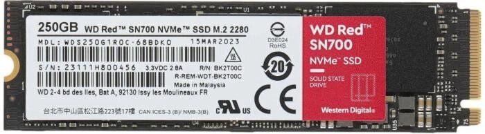 SSD накопитель WD Red SN700 WDS250G1R0C 250ГБ, M. 2 2280, PCIe 3.0 x4,  NVMe,  M. 2 от компании 2255 by - онлайн гипермаркет - фото 1