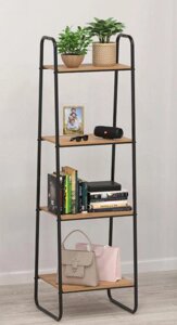 Стеллаж металлический лофт скандинавия для книг дома VS27 черный напольный книжный с деревянными полками