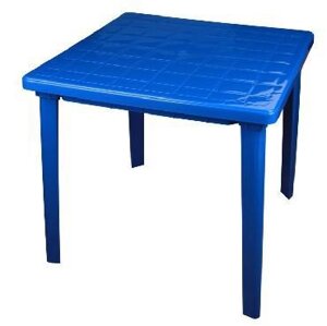Стол садовый пластиковый разборный АЛЬТЕРНАТИВА М2594 квадратный синий обеденный для летних уличных кафе