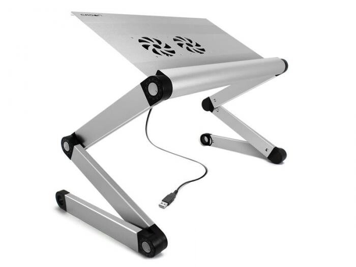 Столик трансформер подставка для охлаждения ноутбука Crown CMLS-100 серебристый вентилятор от компании 2255 by - онлайн гипермаркет - фото 1