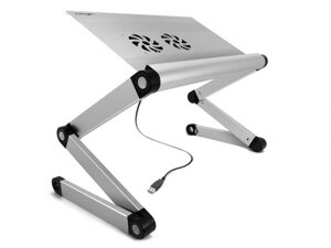 Столик трансформер подставка для охлаждения ноутбука Crown CMLS-100 серебристый вентилятор